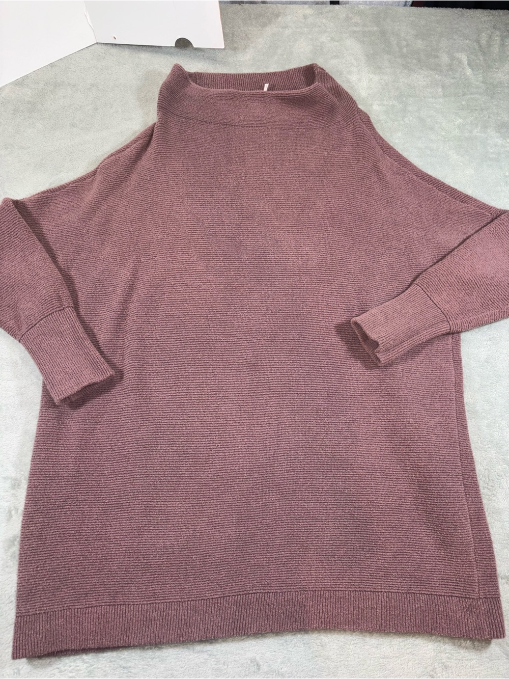 Free People Ottoman Slouchy Tunic Ribbed Knit Sweater Mauve Small